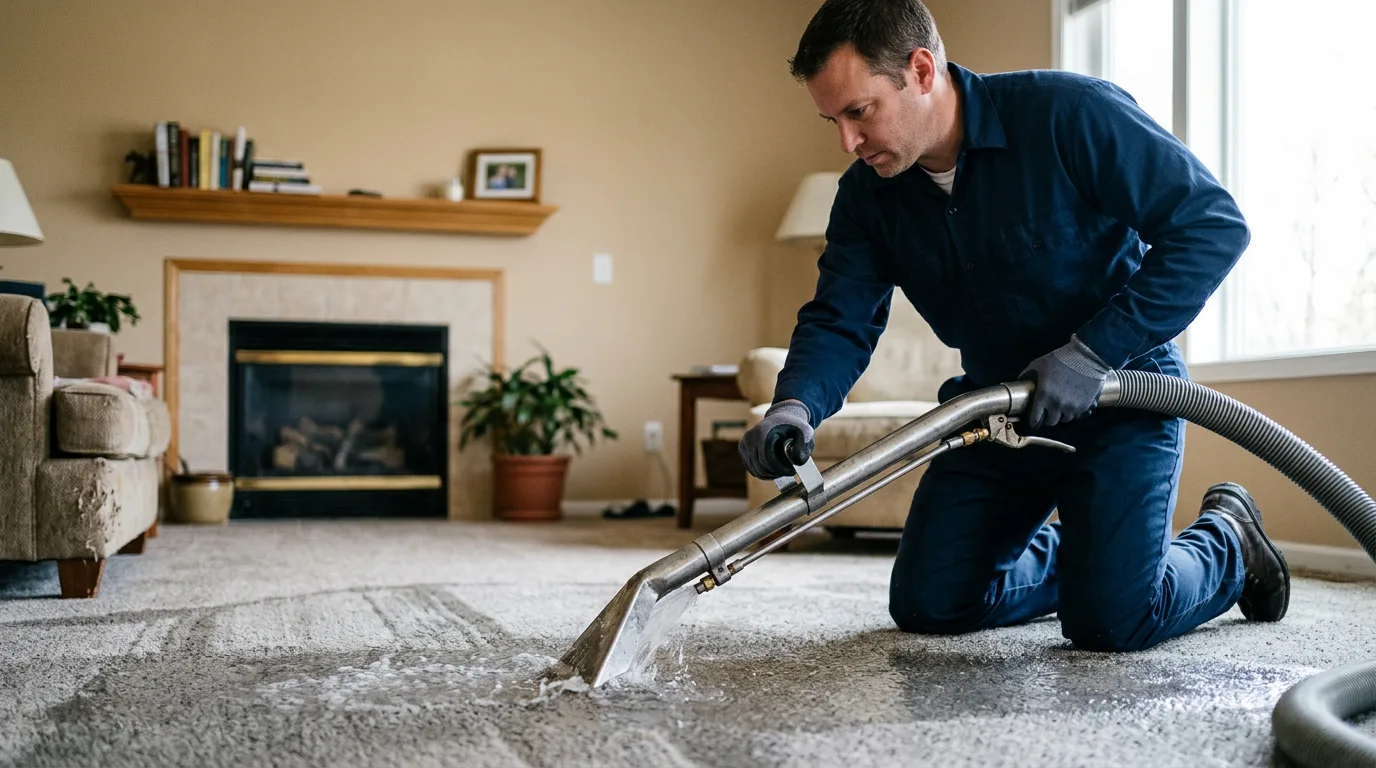 Water damage restoration technician working near Skandia, MI